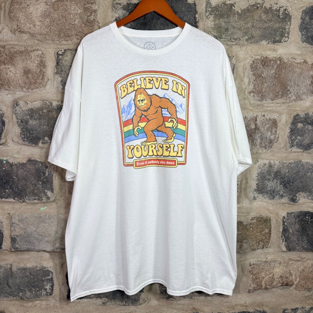 DOM Bigfoot Believe In Yourself‎ Graphic T Shirt White 3XL Men Casual Novelty